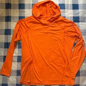 Bright Orange Hooded Long Sleeve Shirt
